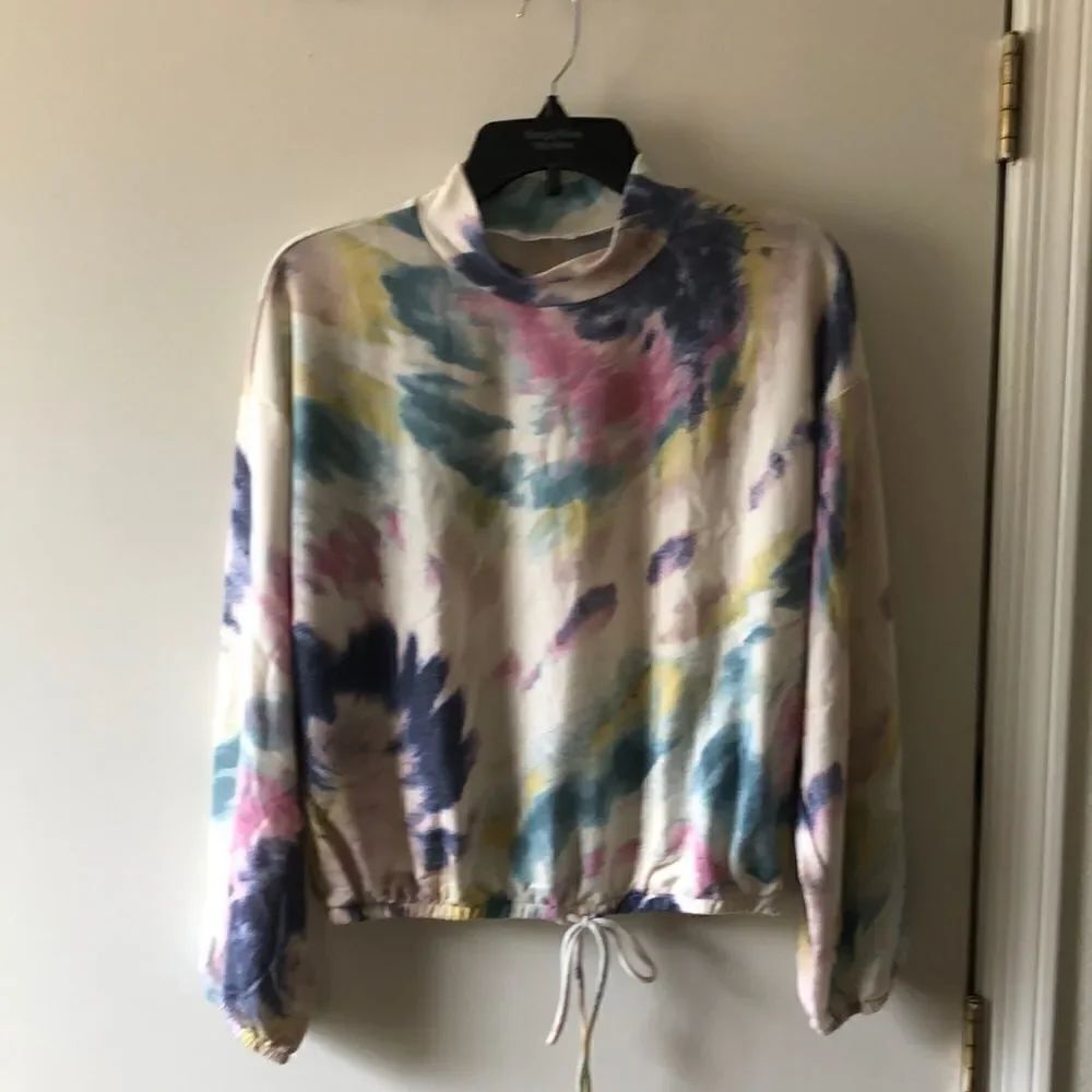 All in Favor Mock Turtleneck Tie Dye Top XL NWOT